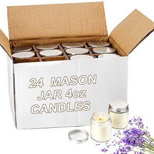 24 Mini Lavender Scented Mason Jar Candles