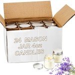 24 Mini Lavender Scented Mason Jar Candles