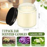 Mini Mason Jar Candles Favors - 72 Pcs Set