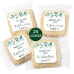 Elegant Greenery Wedding Cookies - 24 Pack Favors