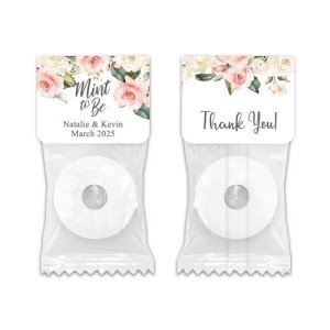 Personalized Floral Mint Wedding Favors - Set of 100