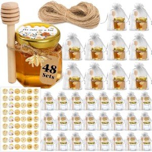 Mini Honey Jar Wedding Favors with Dippers & Charms
