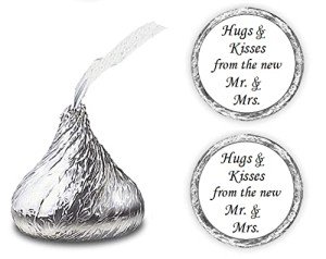 Hugs and Kisses Wedding Stickers for Favors