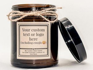 Personalized Soy Candles in Amber & Clear Jars