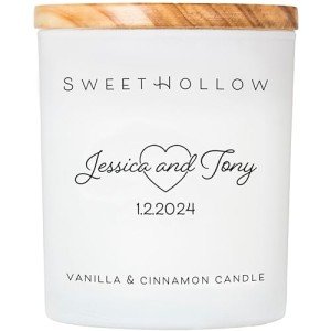 Custom Vanilla & Cinnamon Wedding Candle Favors