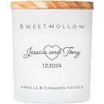 Custom Vanilla & Cinnamon Wedding Candle Favors