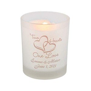 Personalized Two Hearts Votive Candle Holders - 12 PCS