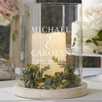 Moody Chic Personalized Wedding Hurricane Candle Holder