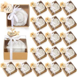 Elegant Mini White Rose Scented Candles Favors