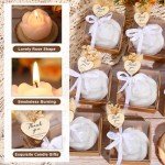 Elegant Mini White Rose Scented Candles Favors