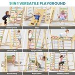 9-in-1 Wooden Indoor Jungle Gym for Kids