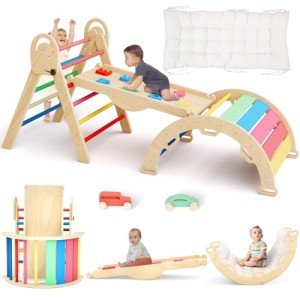 Pikler Triangle Climbing Set with Cushions for Kids