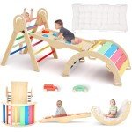 Pikler Triangle Climbing Set with Cushions for Kids
