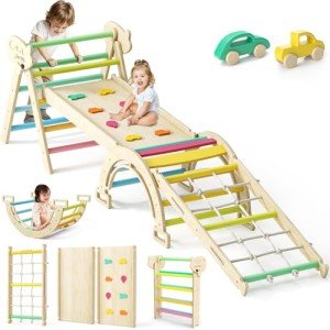 Twinkoo 8-in-1 Wooden Pikler Triangle Climber