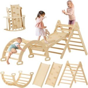 Tiny Land 7-in-1 Pikler Triangle Climbing Set