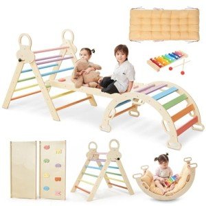 Colorful 8-in-1 Montessori Pikler Triangle Set