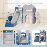 Toddler 9-in-1 Bus Slide Playset - Blue & Gray