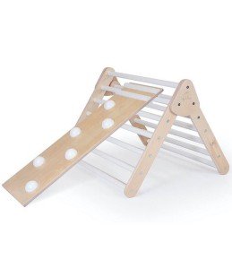Montessori Pikler Triangle Climber with Slide & Rockwall