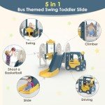 Toddler Slide with Basketball Hoop and Swing
