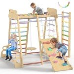 9-in-1 Wooden Indoor Jungle Gym for Kids