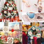 42 Piece Unfinished Wood Square Slices for DIY Crafts