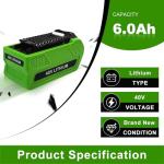40V Lithium Battery Replacement for GreenWorks Tools