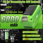 40V 6.0Ah Lithium Battery for Greenworks Tools