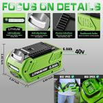 CaliHutt 6.0Ah 40V Replacement Battery for Greenworks