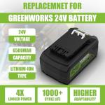 24V Greenworks Battery and Charger Replacement 6500mAh