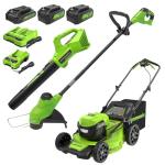 Greenworks 48V Cordless Lawn Mower, Trimmer & Blower Combo