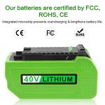 Kosiy 6.0Ah 40V Lithium Battery Replacement for GreenWorks