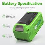 Kosiy 6.0Ah 40V Lithium Battery Replacement for GreenWorks
