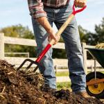 VNIMTI 4-Tine Steel Garden Fork with Wooden Handle