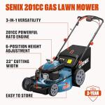 SENIX 22" 3-in-1 Gas Self-Propelled Lawn Mower