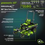 Greenworks 60V Zero Turn Mower with Batteries
