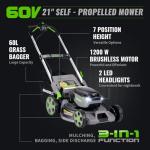 NovorikX 60V Self-Propelled Cordless Lawn Mower