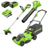 Greenworks 40V Cordless Lawn Mower, Blower, and Trimmer