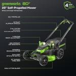 Greenworks 80V Self-Propelled 25" Cordless Lawn Mower