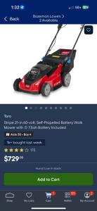 Toro 21-inch Self-Propelled Battery Lawn Mower
