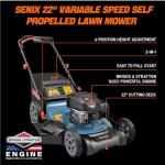 SENIX 22-inch Gas Self-Propelled Lawn Mower