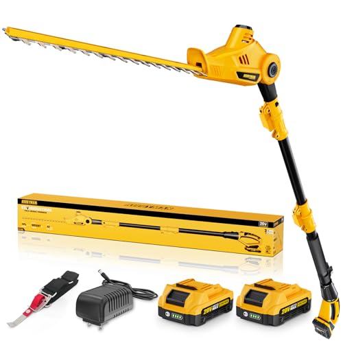 Alloyman 20V Telescoping Pole Hedge Trimmer, 2 Batteries