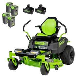Greenworks Cordless Electric Zero Turn Riding Mower with batteries