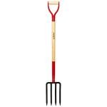 VNIMTI 4-Tine Steel Garden Fork with Wooden Handle