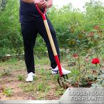 VNIMTI 4-Tine Steel Garden Fork with Wooden Handle