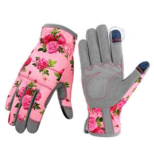 Pink Women's Leather Garden Gloves - Thorn Proof