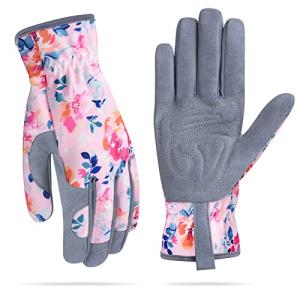 Women's Thorn-Proof Leather Gardening Gloves - Pink