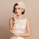 Ivory Fascinator Hat and Lace Glove Set