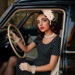 Ivory Fascinator Hat and Lace Glove Set