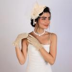 Ivory Fascinator Hat and Lace Glove Set