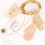 Ivory Fascinator Hat and Lace Glove Set